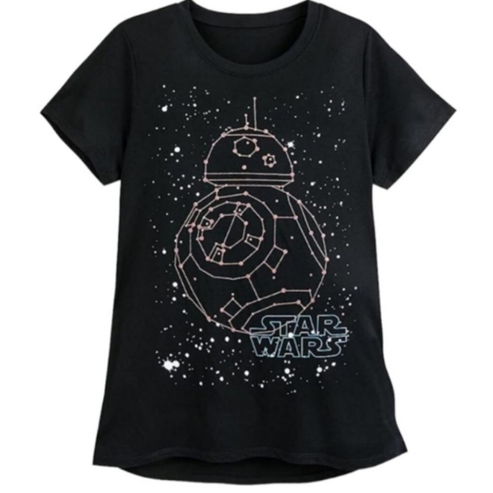 Disney Star Wars Black Large Constellation BB-8 Sparkly T-shirt NWT